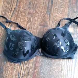 VS Miraculous Plunge Black Sequin Bra